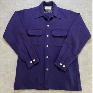 Vintage 50s Manhattan Wool Shirt Mens Small Purple CPO Shirt Jacket Button Down